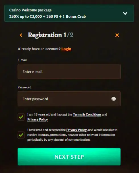 Registration Step 2